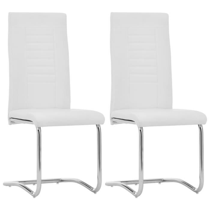 pop - market chaises de salle à manger cantilever 2 pcs blanc similicuir,haut de gamme®khewdx®