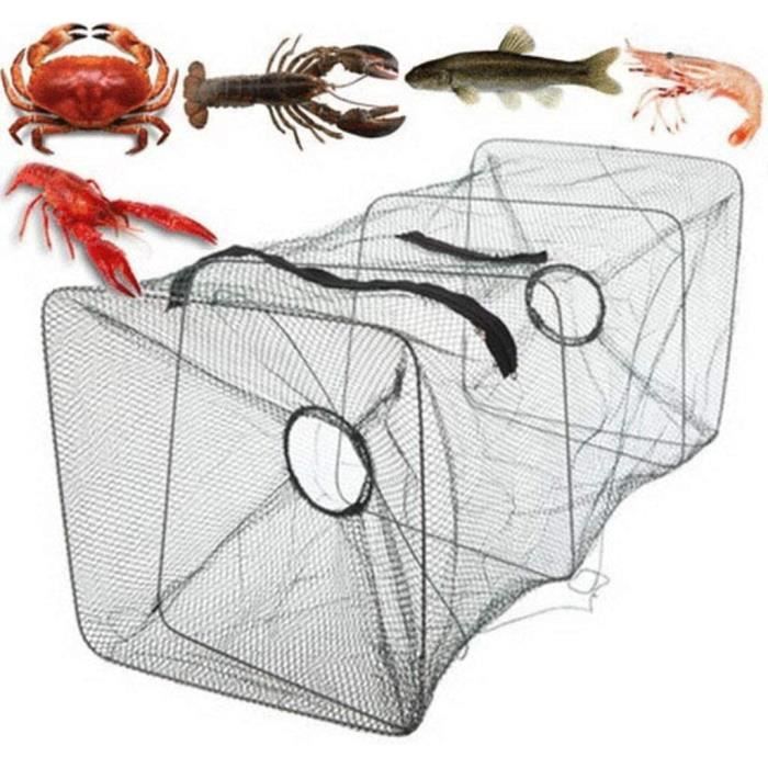 Piège à Poisson Portable Avec 8 Trous - Filet De Pêche Pour Appâts, Crabes, écrevisses - 37x11 Cm - Inclut Corde Et Appât