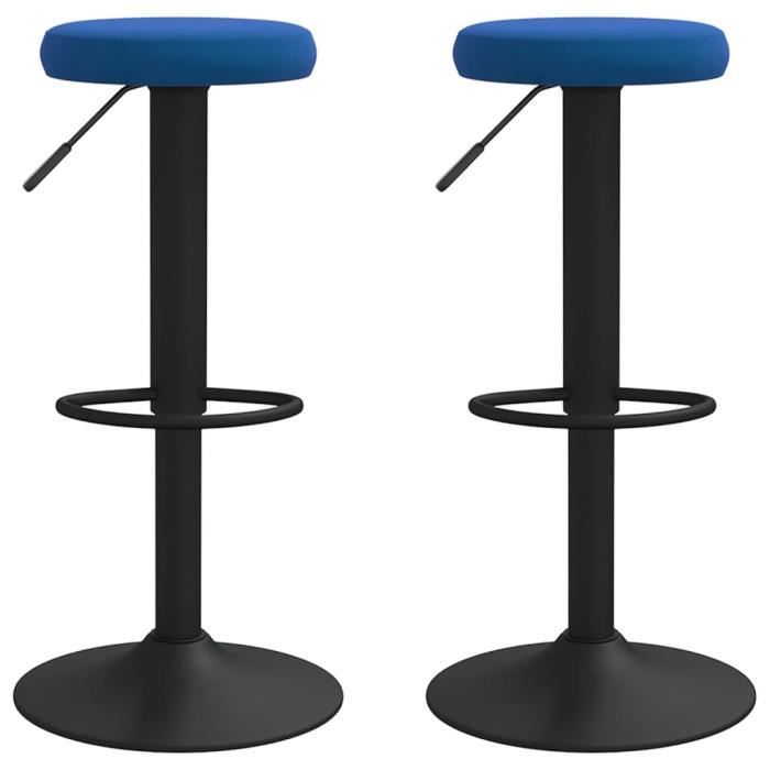 TABOURETS DE BAR JM - Chaises de bar 2 pcs Bleu Velours 31x(58-78)cm 8755