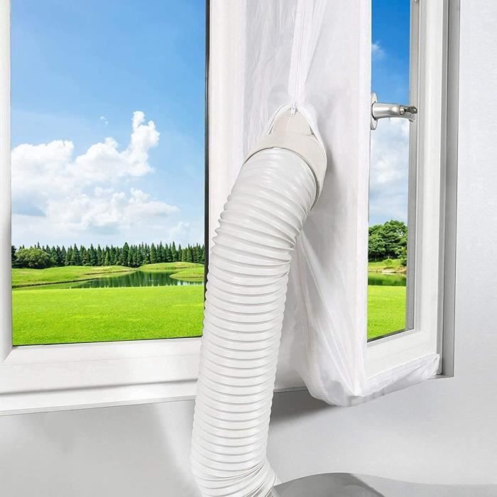 Fenêtre 210x90 CM Kit calfeutrage climatiseur 210 cm pour climatisation fenêtres Tissu de calfeutrage kit climatiseur mobile portes Isolation fraîcheur Installation simple et pratique 