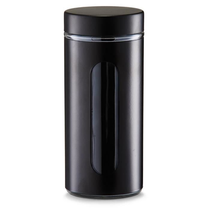 Bocal de conservation Zeller 1200 ml - verre et couvercle métal noir 102 x H18 cm