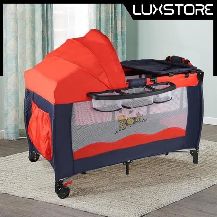 Luxs Lit Parapluie Avec Table A Langer Jouets Hamac Pliable Rouge Cdiscount Puericulture Eveil Bebe