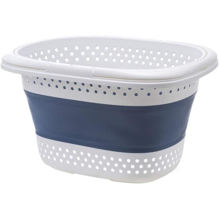 Panier à linge pliable mural - PP+TPR - 28*18*38cm - Blanc et gris