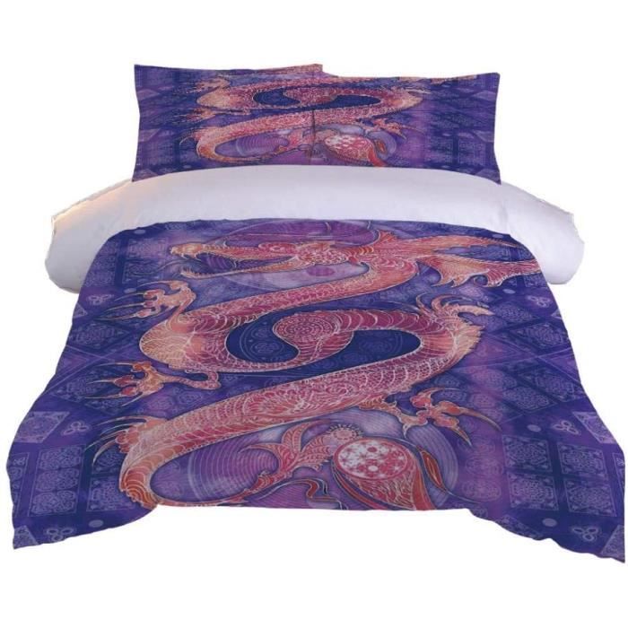 Sets Housse de Couette 3D Boho et Deux Taies Violet Géométrique 240cm