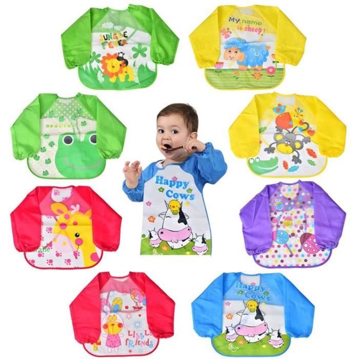 Le Repas De Bebe Bavoir A Manches Longue Paquet De 8 Bavettes Avec Couche Impermeable Convient Pour Bebe Avec Des Dessin 4778 Cdiscount Puericulture Eveil Bebe