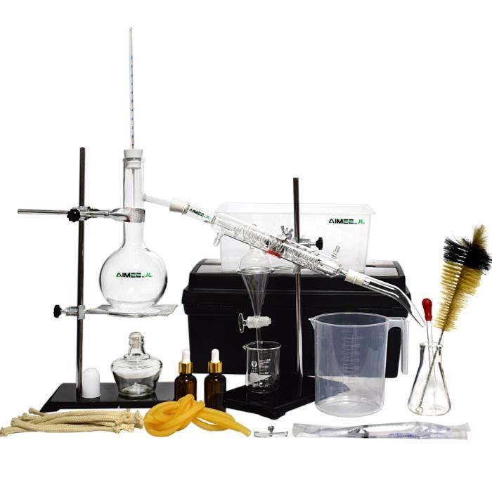 Yuxun Yx Kit De Verrerie De Laboratoire De Chimie De Distillateur A La Maison Faire De L Huile Essentielle De L Alcool 500 Ml La Cave Cdiscount