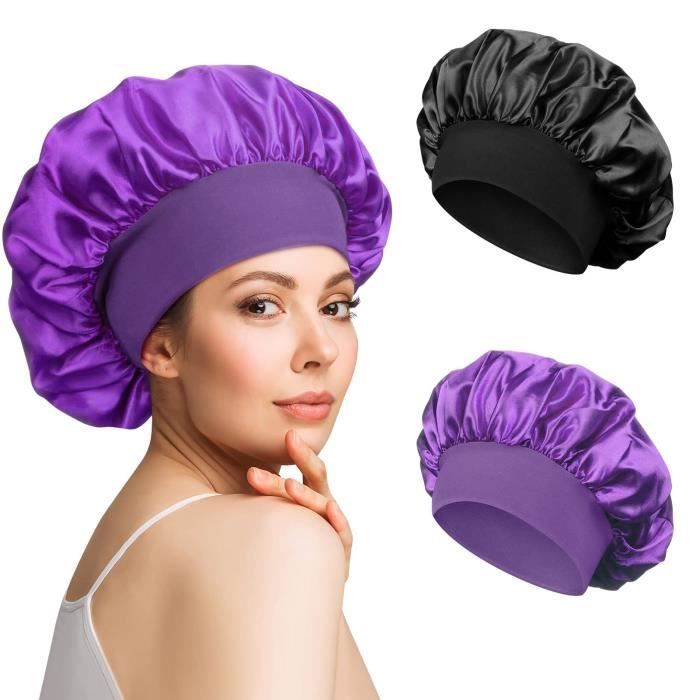 2 Bonnets De Nuit En Soie Pour Cheveux Longs Et Bouclés – Bande Ajustable, Doux, Respirant