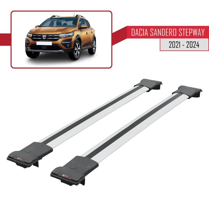 Pour Dacia Sandero STEPWAY 2021-2023 Barres de Toit Railing Porte-Bagages de voiture FLY Modèle GRIS