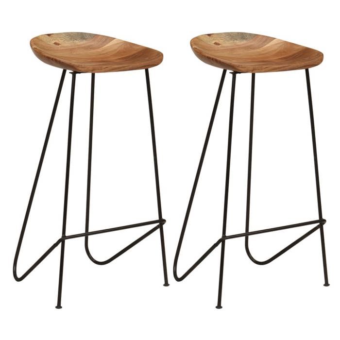 vidaXL Tabourets de bar lot de 2 bois dacacia massif 247934