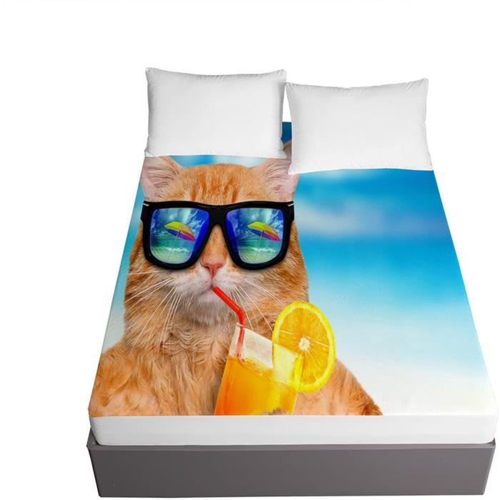 Drap Housse Microfibre Chat Imprime Draps Housses Doux Elastique Drap Housse 30cm Profonde Pourmatelas Epais Sans Plis Convie Cdiscount Maison