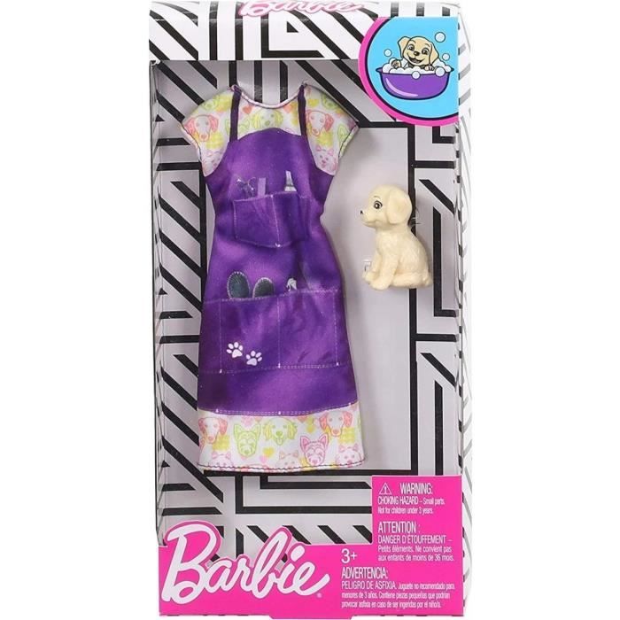 Barbie - Habit Poupee Mannequin - Robe Chiens Avec Petit Chien