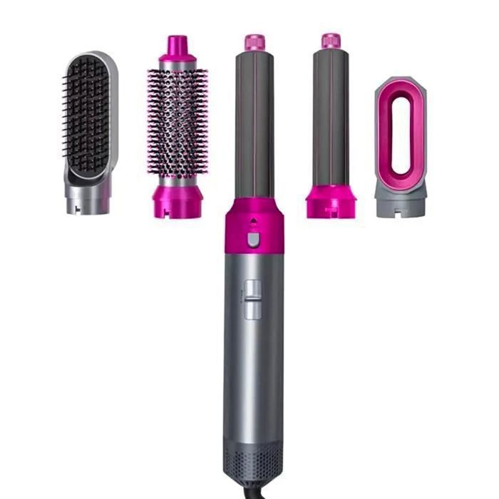 Brosse soufflante 5-en-1 - BYTELIKE - Multifonction 5-en-1 - 1000W - 3 températures - Gris et violet