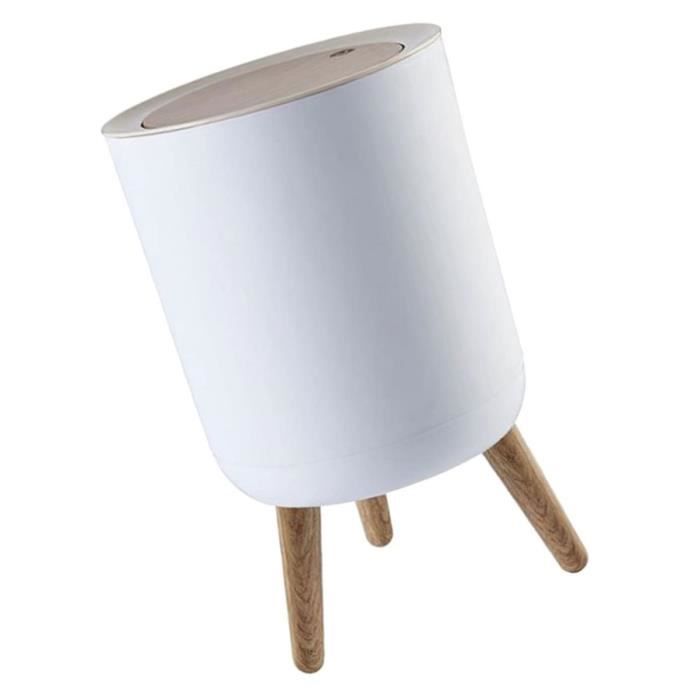 Corbeille à Papier Design Moderne 7 Litres – Poubelle Bureau, Chambre, Salle De Bain, Blanche, Anti-odeurs, Plastique Durable