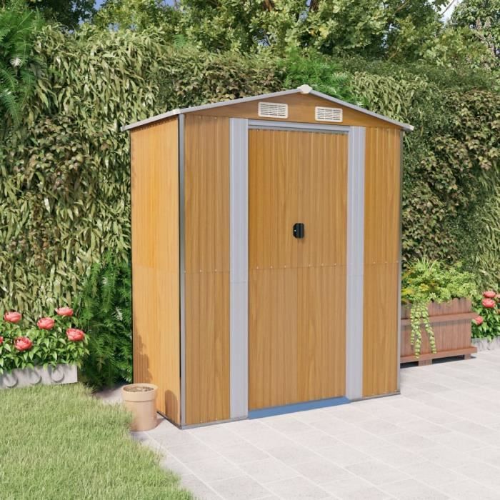 Abri De Jardin Acier Galvanisé VidaXL | 192x108x223 Cm | Rangement Outils Extérieur | Porte Coulissante | Vert