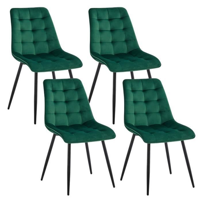 Lot De 4 Chaises Design ML DESIGN Modern Liv - Vert Foncé Aspect Velours