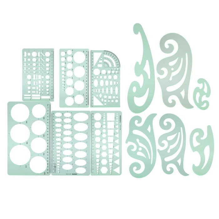 2 Règles Modèles Dessin SHINEOFI Transparentes - Formes Géométriques Pour Artistes