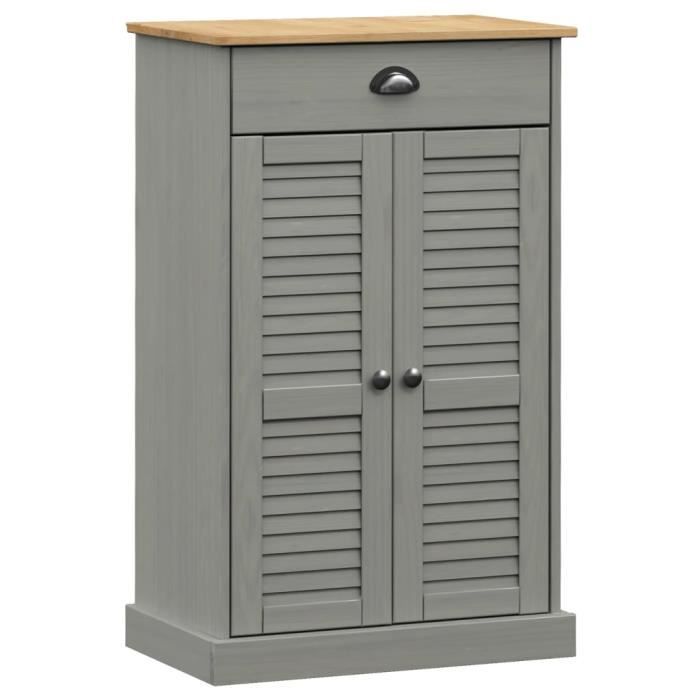 Meuble à chaussures - GAROSA - VIGO - Bois massif de pin - Gris - 60x35x96 cm