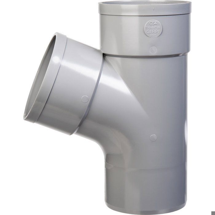 Culotte PVC gris 67 degrés30 - Diamètre 100 mm - Double emboîture - Girpi Culotte PVC gris 67 degrés30 - Diamètre 100 mm - Double emboîture - Girpi
