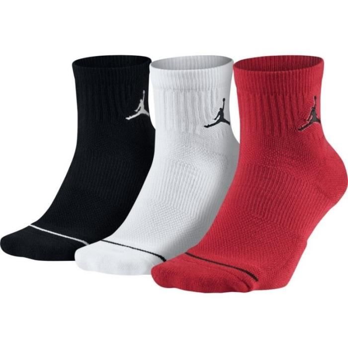 Chaussettes Jordan quarter noir blanche rouge 3 paires-Noir-27-35 27-35 Noir