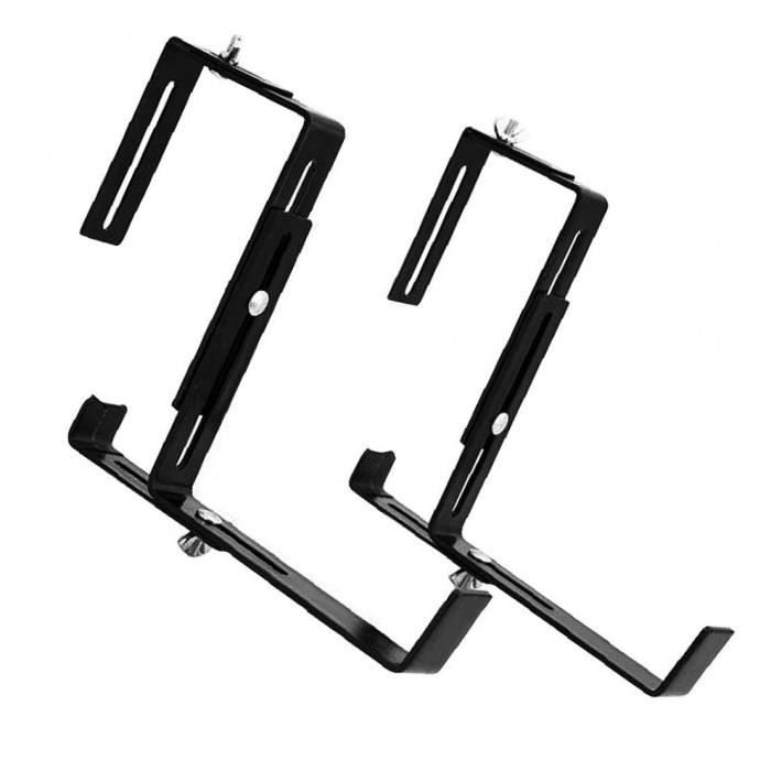 2 Supports De Jardinière Réglables En Métal - Pour Balcon, Fenêtre, Mur - Support Pot De Fleurs Robuste Noir