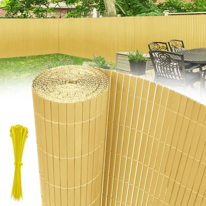 LILIIN Canisse PVC pour jardin balcon terrasse, clôture brise-vent, Stores Balcon, Brise vue 120x300cm, Bambou
