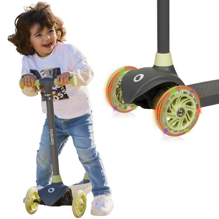 Trottinette Enfant Kinderkraft RKET – 3 Roues LED – 50 Kg – Guidon Réglable – Beige