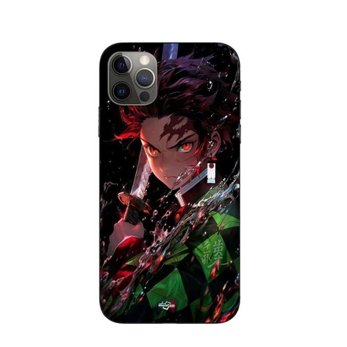 Coque - MANIACASE - iPhone 15 Pro - Noir - Demon Slayer - Souple