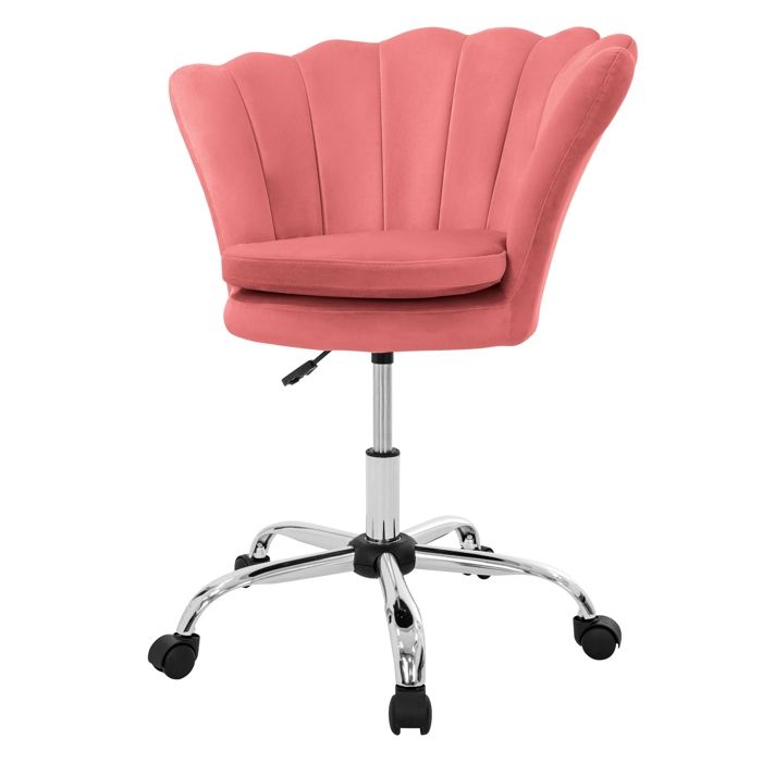 ML-Design Chaise de bureau en velours rose structure métallique chaise rembourrée avec dossier réglable en hauteur