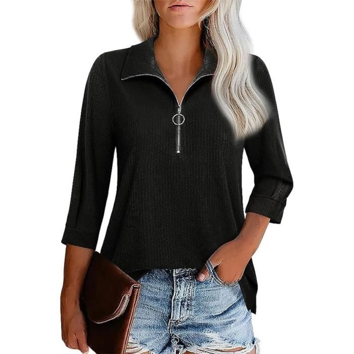 Real Estate T Shirt Noir Femme Col V T Shirt Fluide Col V T-shirt