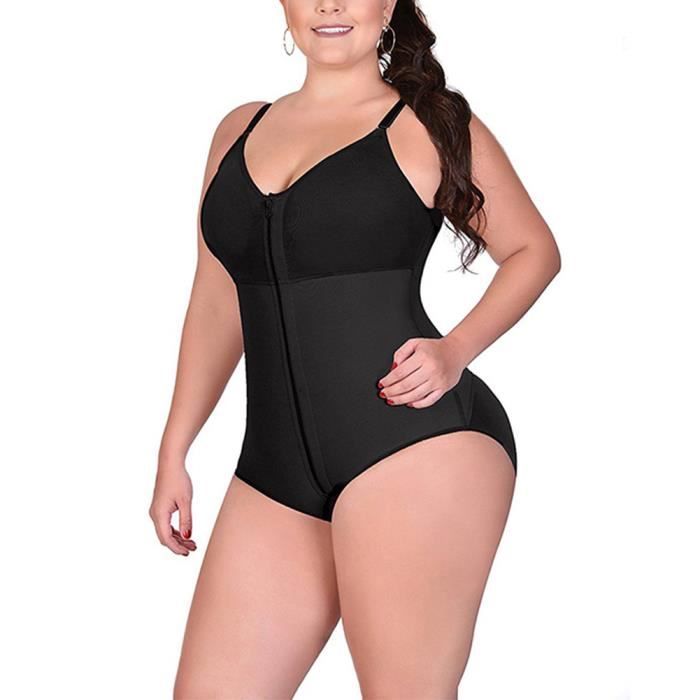 Body gainant grande taille pour femme Noir Contrôle du ventre