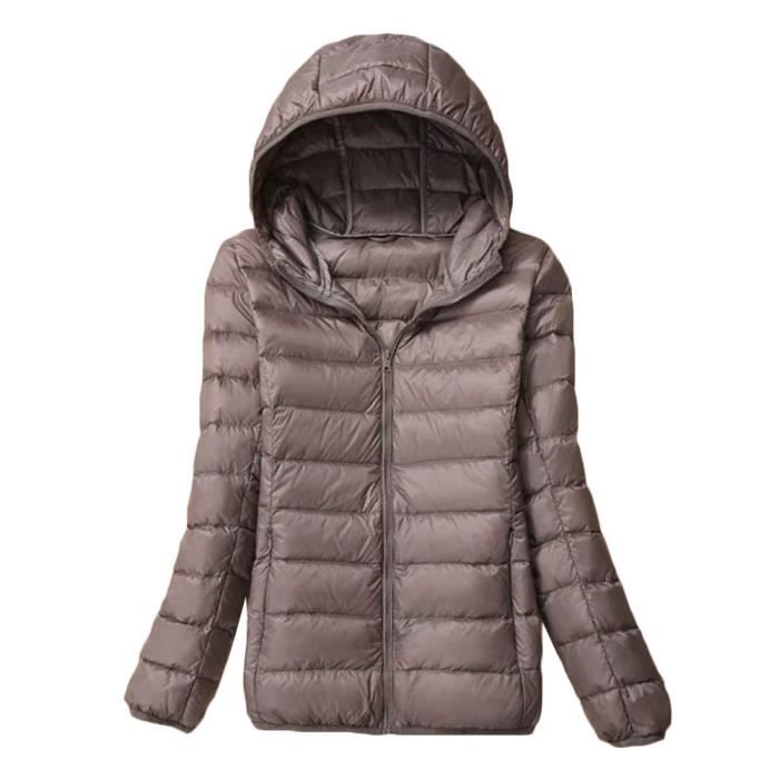 GUOCU Doudoune Légère Femme Courte - Veste Duvet Chaud Col Montant Pliable Slim-Fit