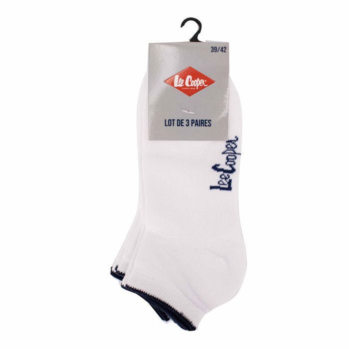 Lot De 3 Paires blanches de socquettes Lee Cooper Pointures 39/42 ou 43/46  Blanches - Cdiscount Prêt-à-Porter