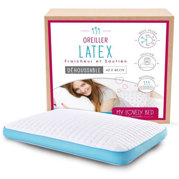 Poemyoued Tailove Oreiller orthopédique en latex naturel pour les douleurs de la nuque Oreiller ergonomique HWS Coussin anti-ronflement pour les personnes dormant sur le côté et sur le dos avec taie d/'oreiller Respirant