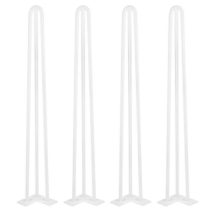 HSTURYZ Lot 4 Pieds de Table Épingle à Cheveux, Jambes en Métal de Bricolage, Trois Barres d'acier, 71cm, Blanc