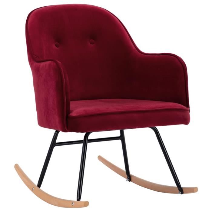 omabeta fauteuils à bascule - chaise à bascule rouge bordeaux velours - meubles haut de gamme - m00981