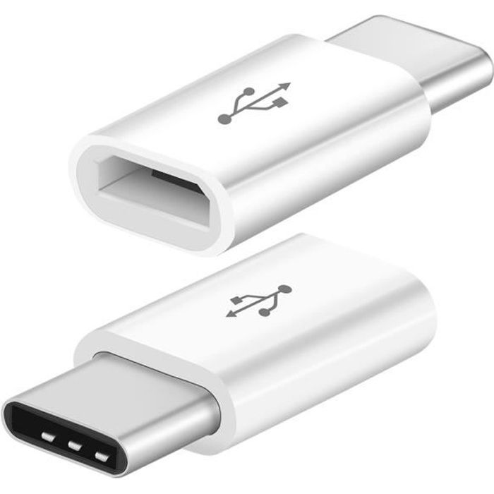 2pcs Adaptateur USB-C vers Micro USB Micro USB Femelle vers USB-C Mâle USB 3.1 Convertisseur pour Samsung Galaxy Note 6P 5X Google