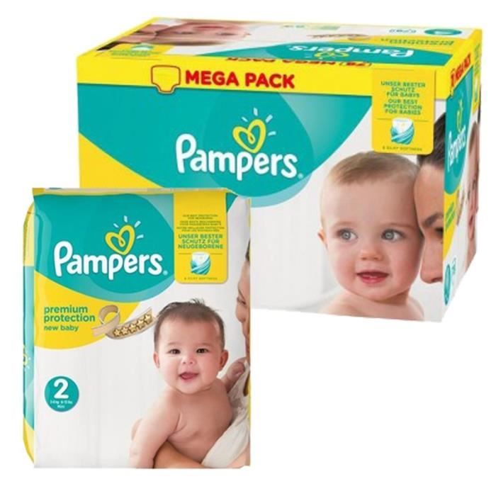 Pampers New Baby-Dry Lot de 76 couches pour bébé Taille 2 coton doux 3-6 kg 