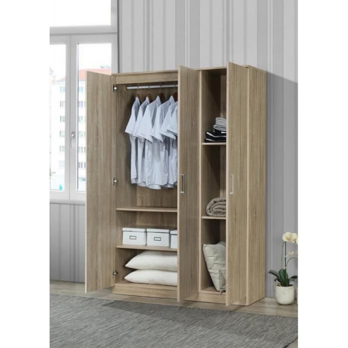 Armoire Garde Robe Bergama 3 Portes Contemporaine Chene Sonoma Et Poignees Grises 42 Marron Achat Vente Armoire De Chambre Armoire Garde Robe Bergama 3 Soldes Sur Cdiscount Des Le 20 Janvier Cdiscount