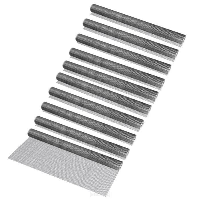 Pro.tec 10 rouleaux grillage métallique (mailles carrées)(1m x 5m)(galvanisé) grille soudée grillage volière grillage clôture