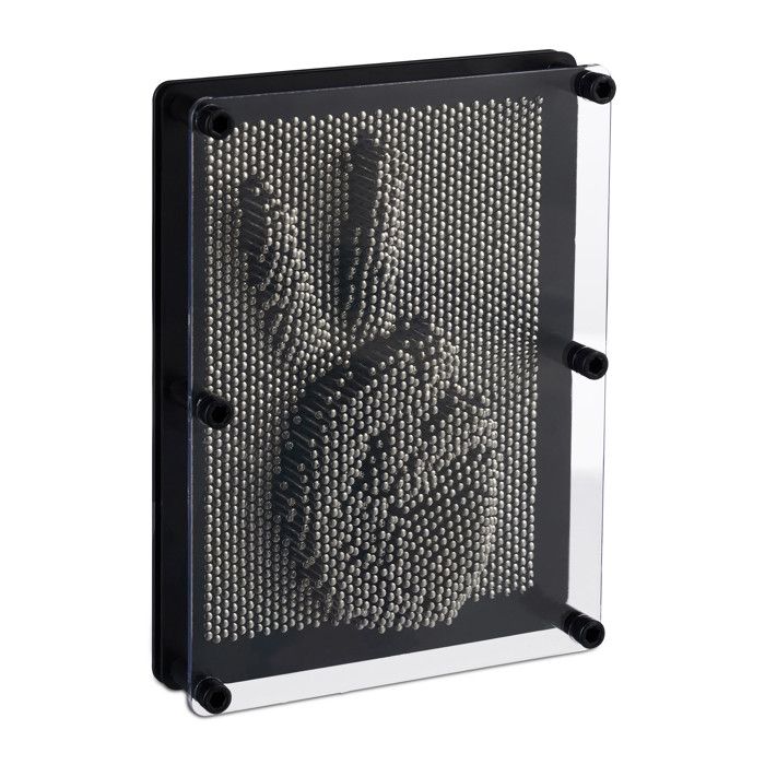 Meilleurs prix pour Relaxdays Pinart 3D, Nagelbild für 3D-Abdrücke, H x B 20 x 15 cm, Pinpressions, Retrospiel Nagelbrett, schwarz u. silber