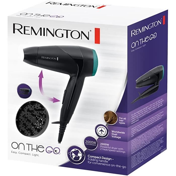 Sèche-cheveux 2000W Compact - 3 Vitesses, 2 Températures, Fonction Ions Et Diffuseur, Idéal Pour Voyage