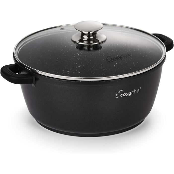 Casserole CosyChef Leia 16 Cm Avec Couvercle En Verre - Revêtement Antiadhésif Sans PFOA - Compatible Induction, Gaz, Électrique - Poignées Silicone