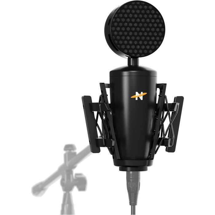 Support Antichoc Universel Métal Noir Pour Microphone à Condensateur Grand Diamètre - Réglage Angle Et Verrouillage