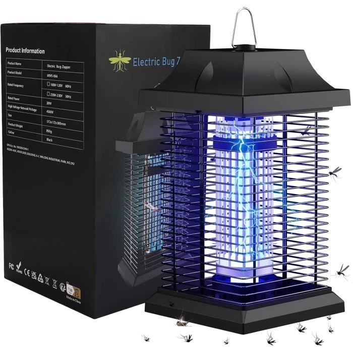 Lampe Anti Moustique UV 4500V - Tueur Insectes Extérieur Intérieur 100m²