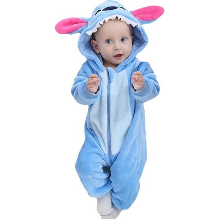 Kiniris Combinaison bébé Enfant Ensemble de Pyjama Stitch Bleu