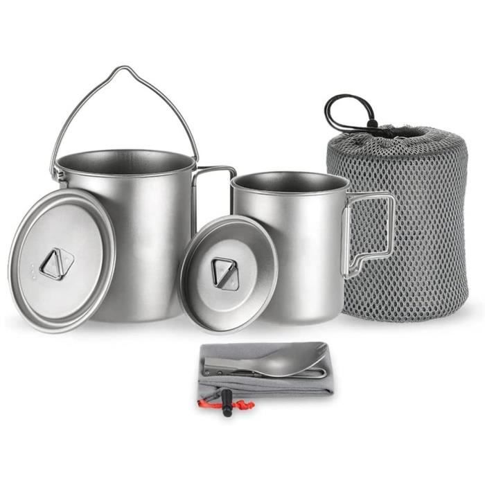 COOK'N'ESCAPE Tasse en Titane – Tasse de Camping Ultra-légère avec Couvercle et poignée Pliable, suspendable, résistante à la Chaleur, idéale pour Camping et randonnée (450 ML avec Couvercle