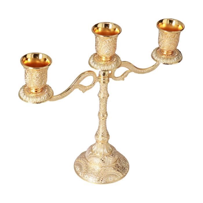 Lot De 6 Bougeoirs Dorés En Métal Pour Bougies Coniques - Hauteur 7,5 Cm - Pour Mariage, Noël, Déco De Table - Style Vintage