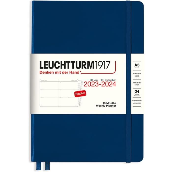367598 Agenda Semainier Medium (A5) 2024, avec cahier, 18 Mois, Bleu  Marine,[S171] - Cdiscount Beaux-Arts et Loisirs créatifs