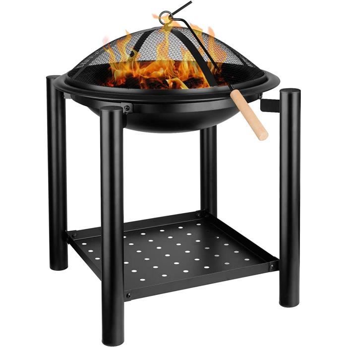 Brasero de Jardin, Brasier Extérieur avec Grill, Barbecue à Charbon de