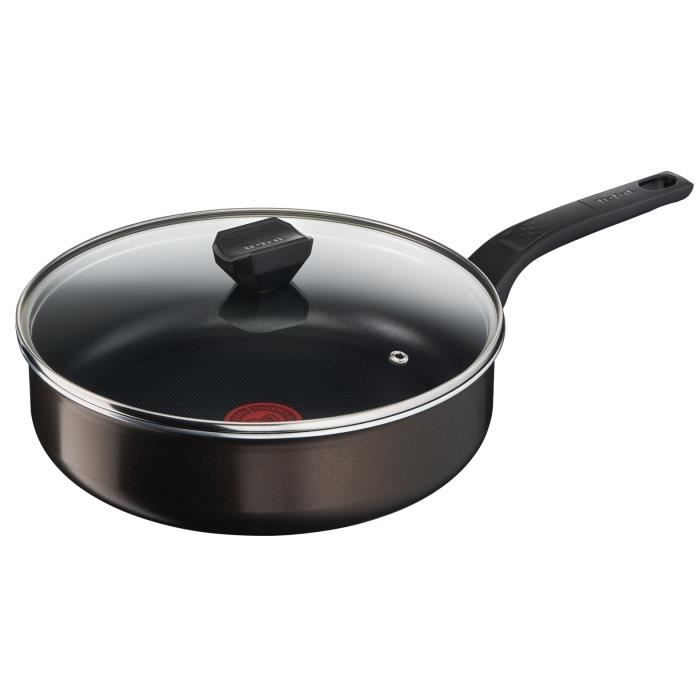 TEFAL Easy Cook & Clean Sauteuse 24 cm + couvercle en verre Non induction Revêtement antiadhésif Fabriqué en France B5543202
